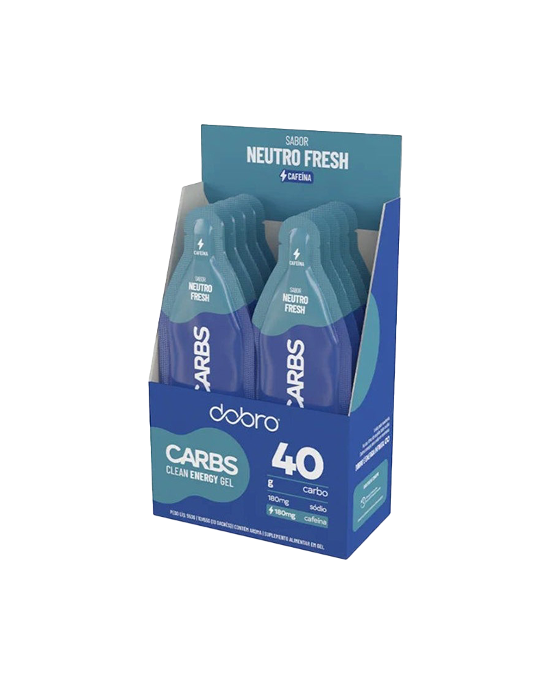 Caixa 10 Sachês Carbs Gel 40 Dobro 55g - Sabor Neutro Fresh com Cafeína