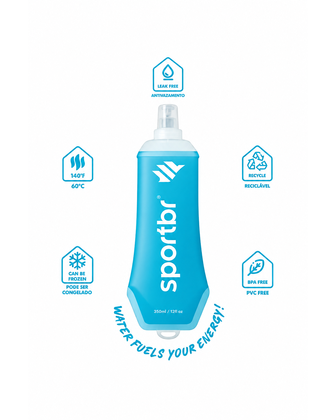 Garrafa Dobrável Soft Flask 500ml com Canudo - Sportbr