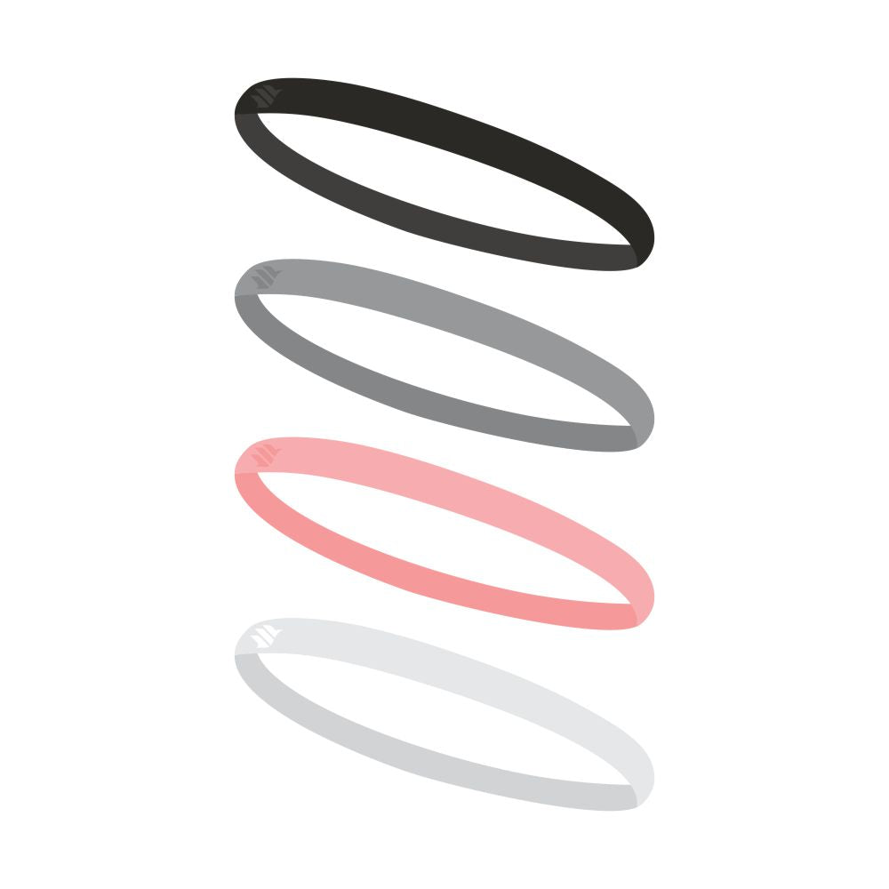 Faixa de Cabelo Headband com Silicone 4 unidades - SPORTBR - Cinza e Rosa