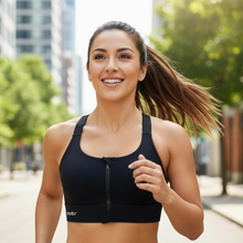 Top de Alta Sustentação com Zíper e Bojo SPORTBR - Preto