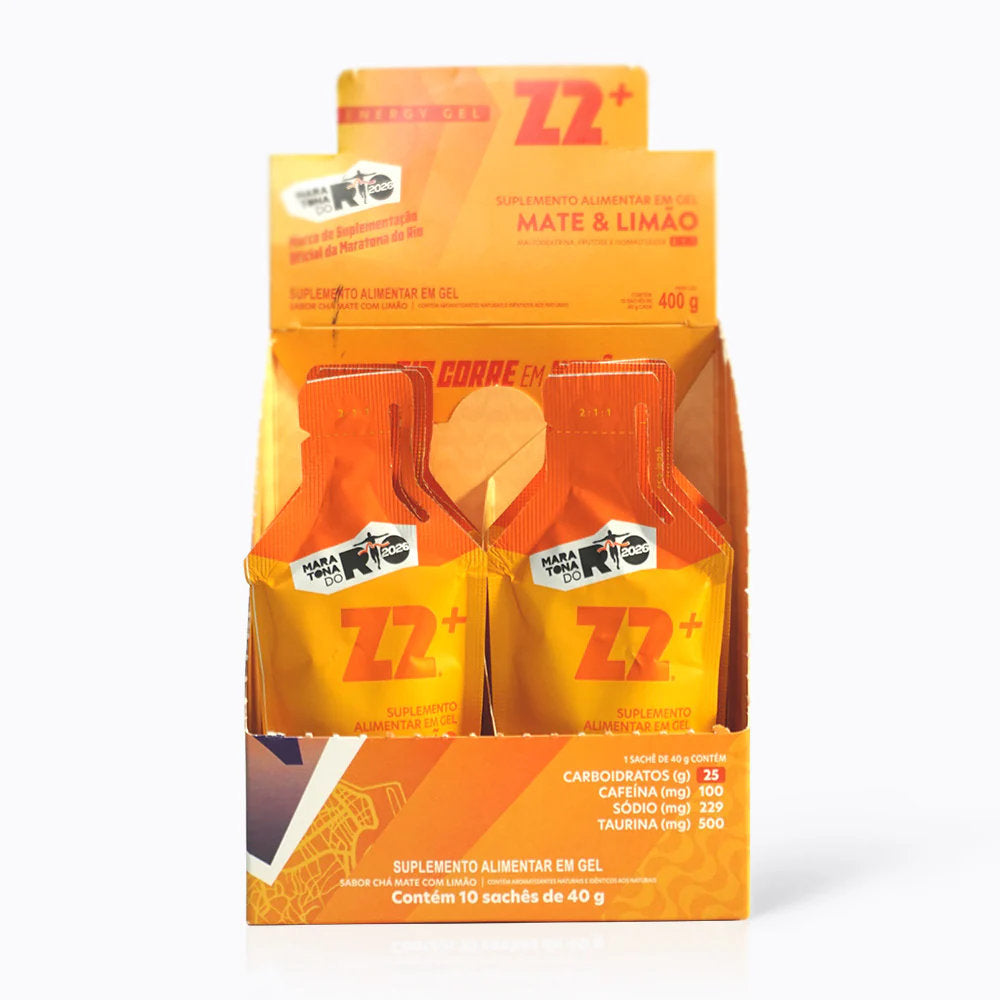 Caixa 10 Sachês Energy Gel Z2+ 40g Maratona do Rio - Sabor Mate & Limão