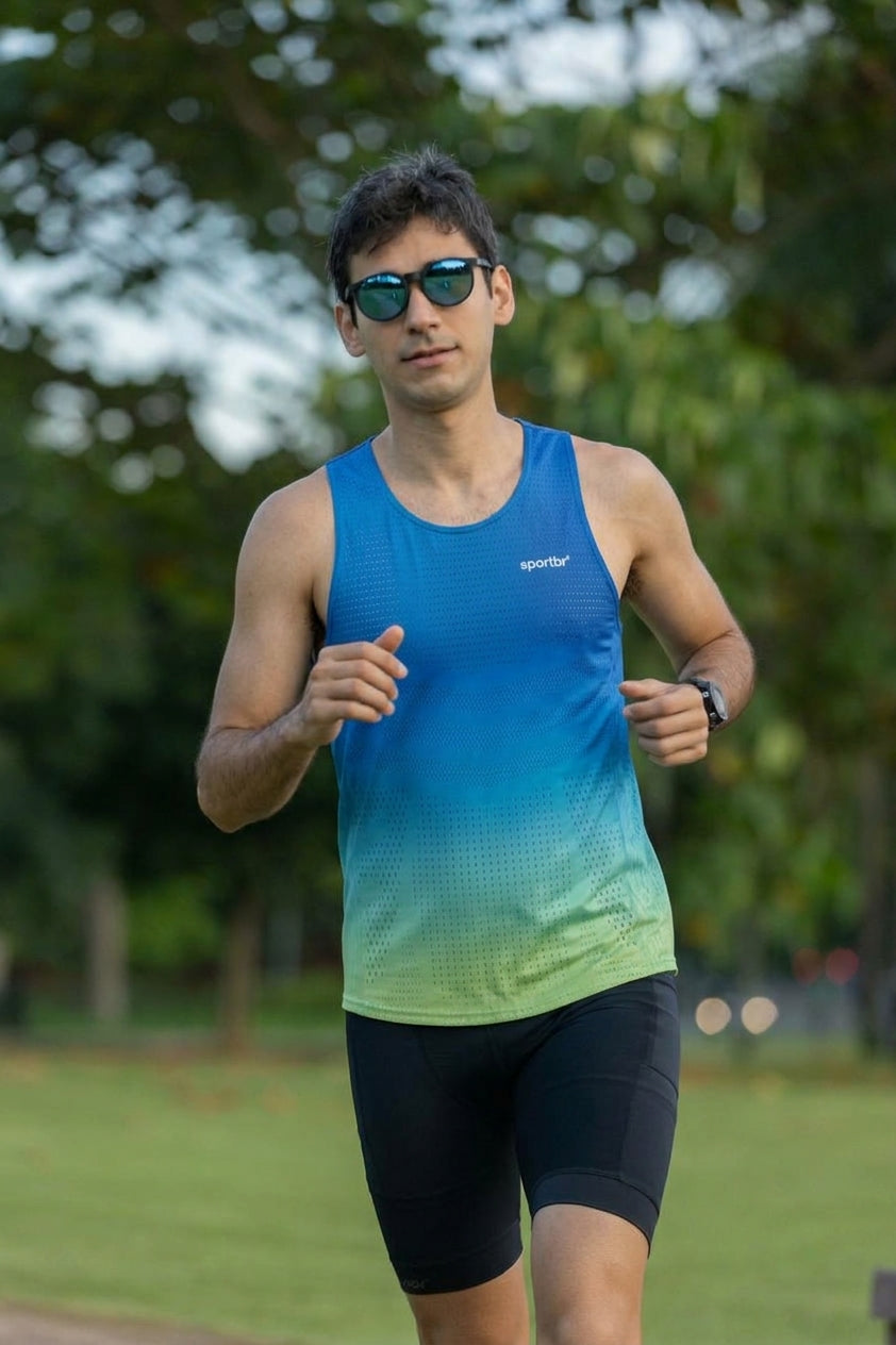 Regata Esportiva Masculina para Corrida SPORTBR AirMesh Run Free Azul Ultraleve