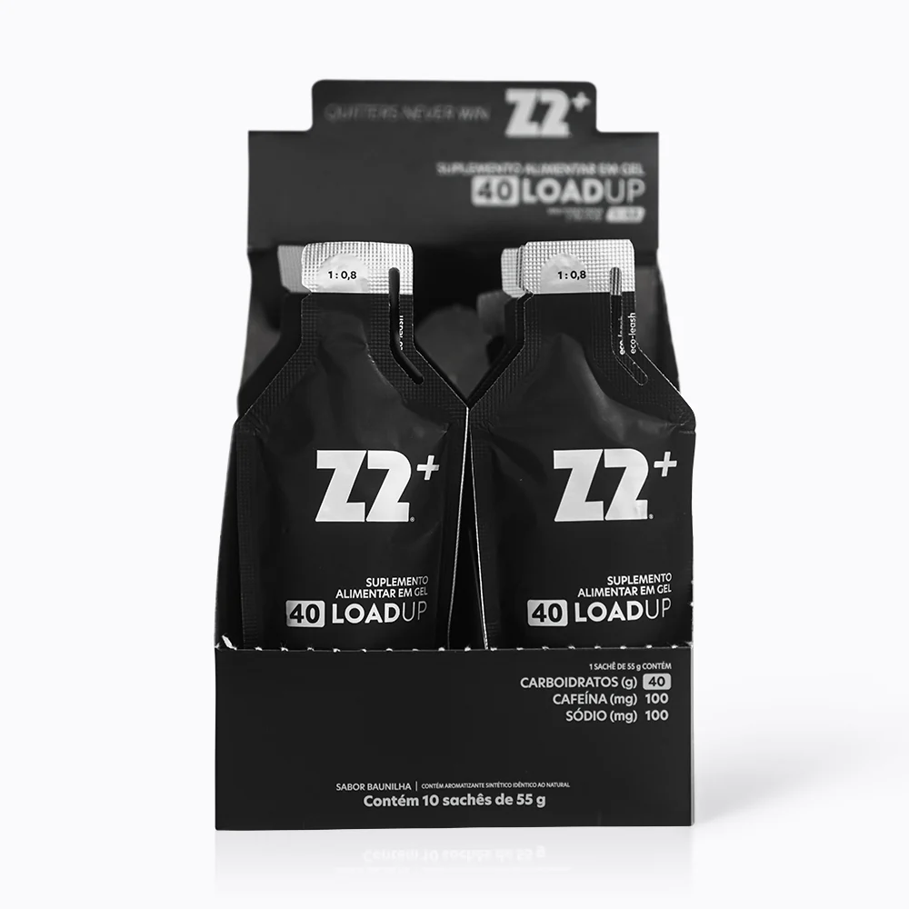 Caixa 10 Sachês Energy Gel Z2+ LOADUP 40 CARB 55g - Sabor Baunilha