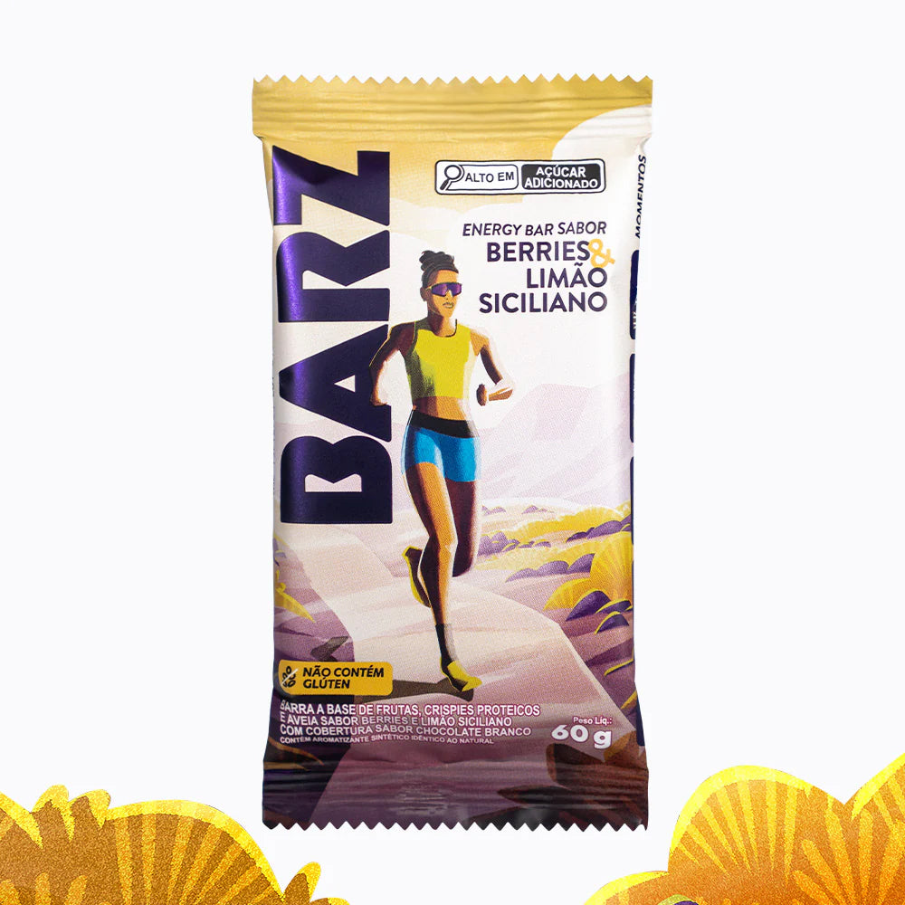 Barra Energética BARZ Z2 60g - Sabor Berries e Limão Siciliano