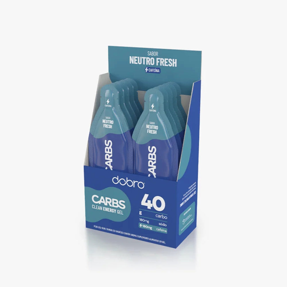 Caixa 10 Sachês Carbs Gel 40 Dobro 55g - Sabor Neutro Fresh com Cafeína