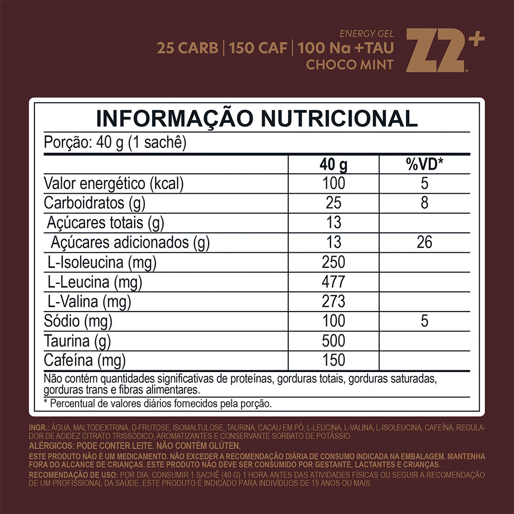 Sachê Energy Gel Z2+ 40g - Sabor Choco Mint 25 CARB– SPORTBR