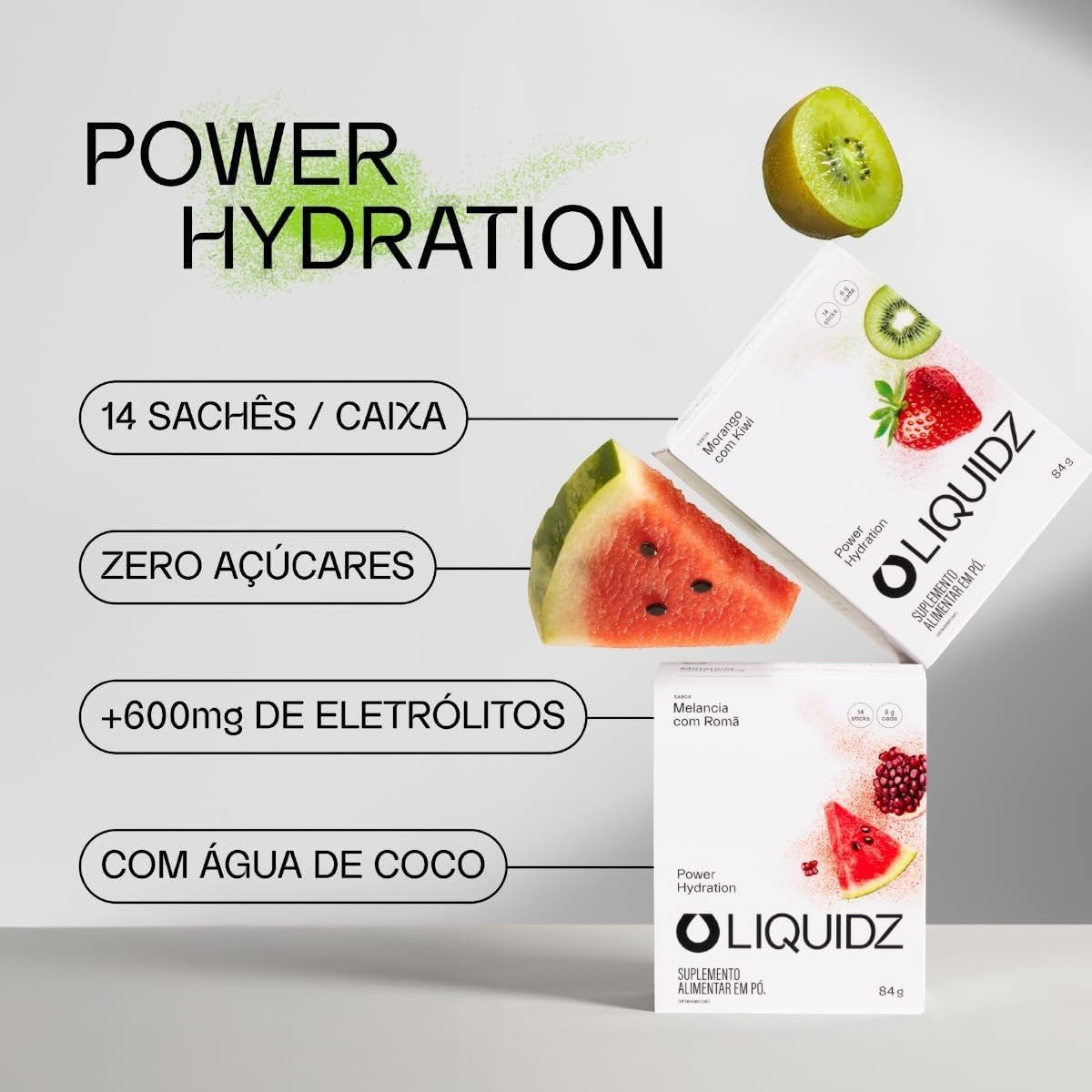 Sachê LIQUIDZ Eletrólitos em Pó 5 g - Sabor Morango com Kiwi