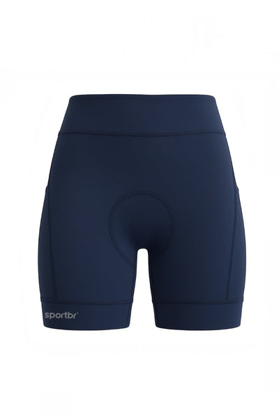 Bermuda de Compressão Feminina Para Corrida 6 Bolsos - Sportbr - Azul Marinho