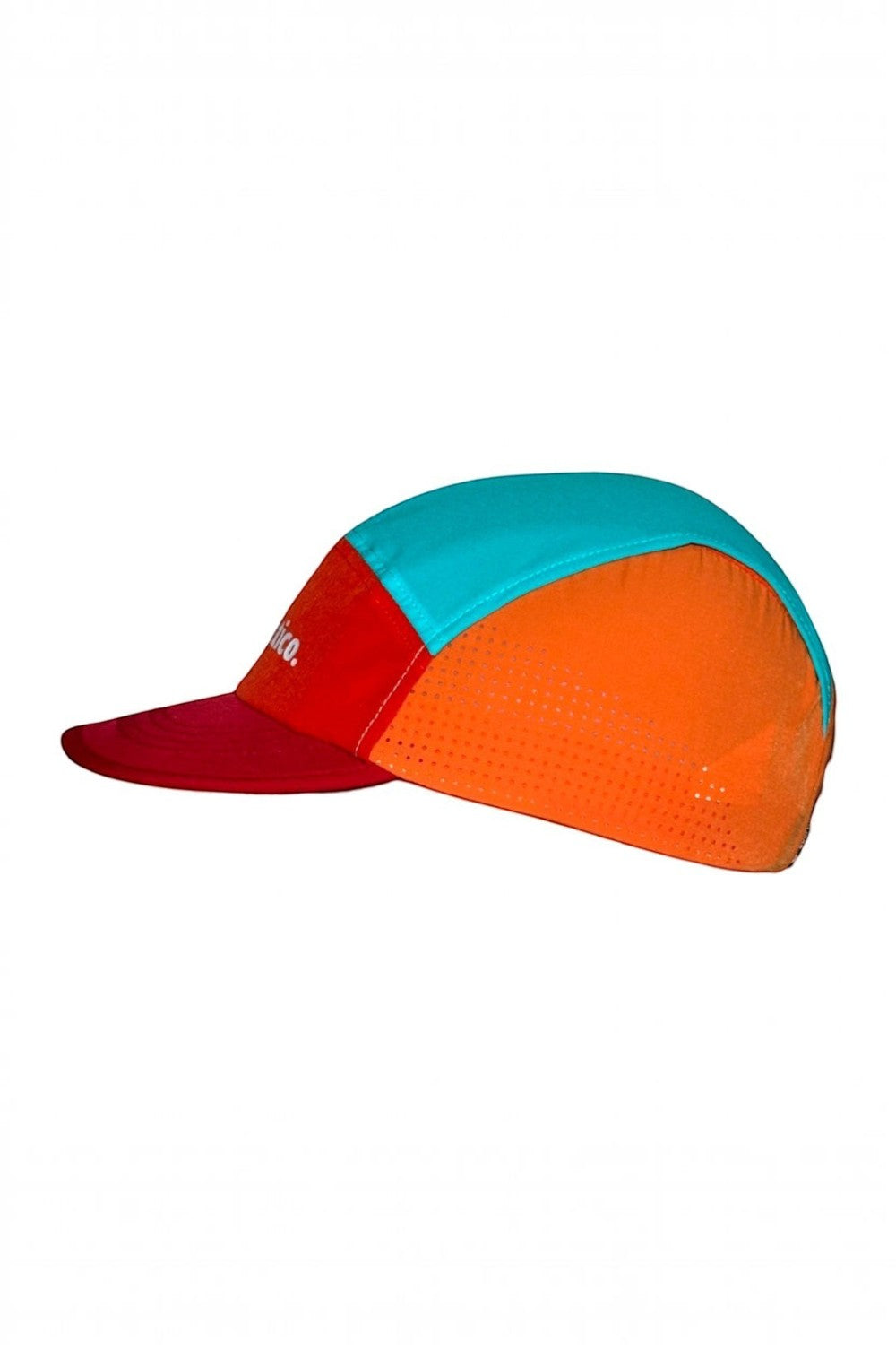 Boné de corrida SPORTBR ultraleve e colorido com painéis respiráveis e aba flexível, vista lateral.