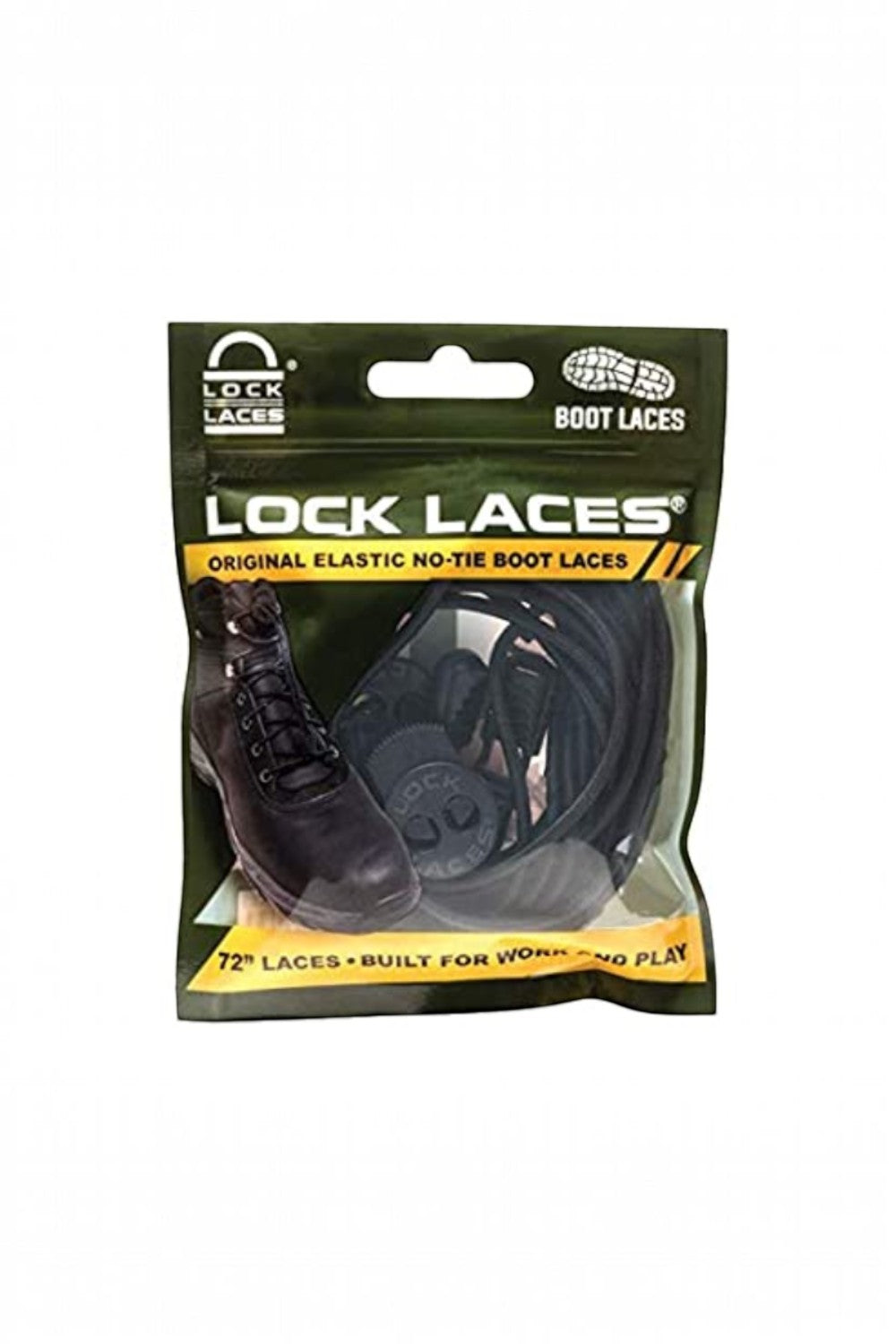 Embalagem do cadarço elástico SPORTBR Lock Laces na cor preto liso para botas, sistema de ajuste rápido sem nós.