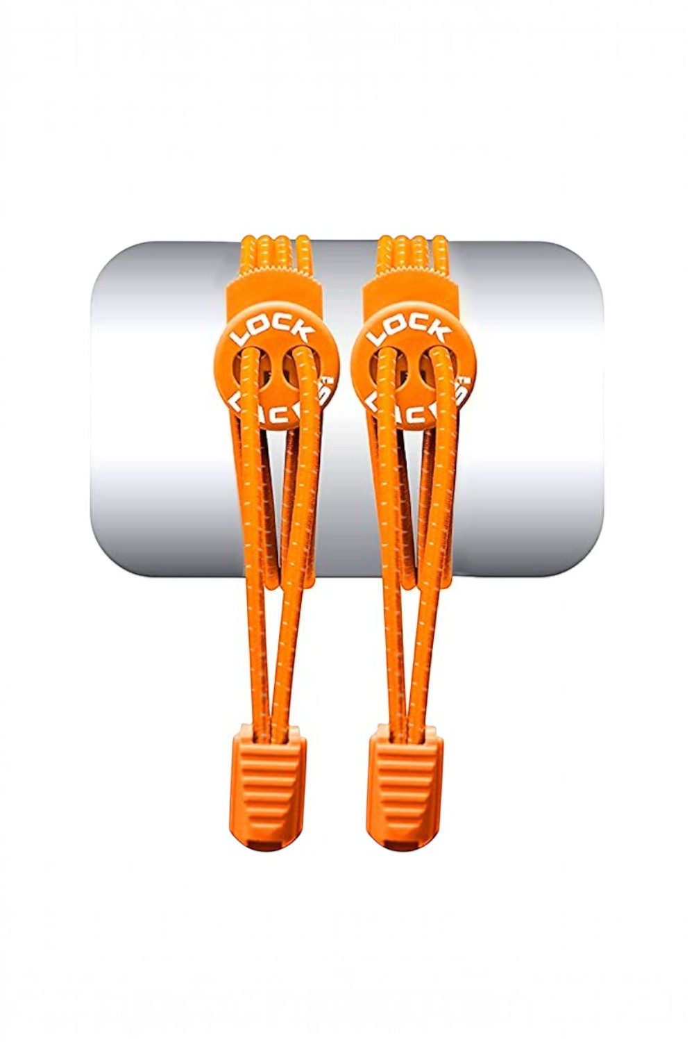 Cadarço elástico laranja SPORTBR Lock Laces com sistema de travamento para tênis de corrida e uso diário.