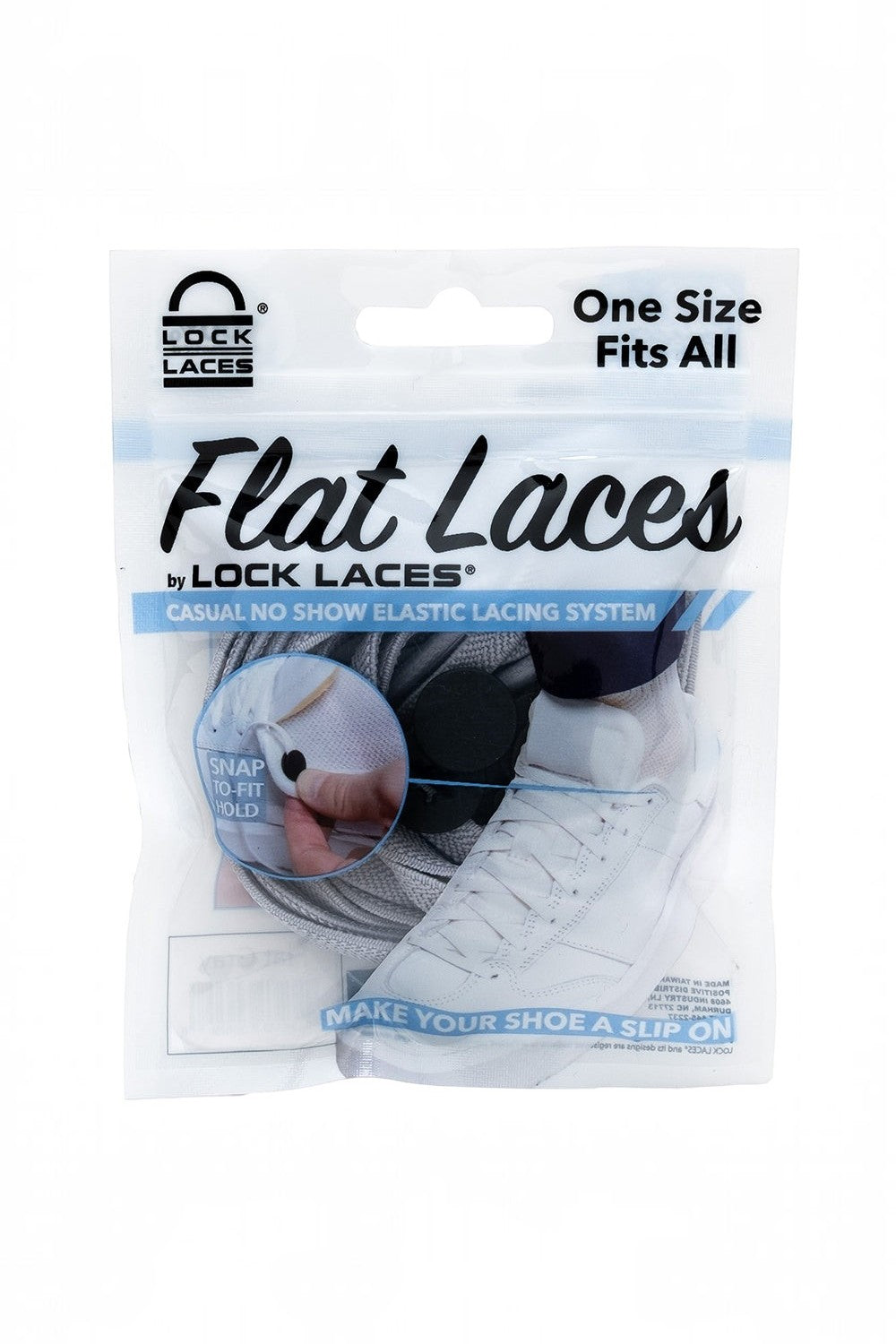 Embalagem do cadarço elástico SPORTBR Lock Laces FLAT na cor cinza para transformar tênis em calçados slip-on