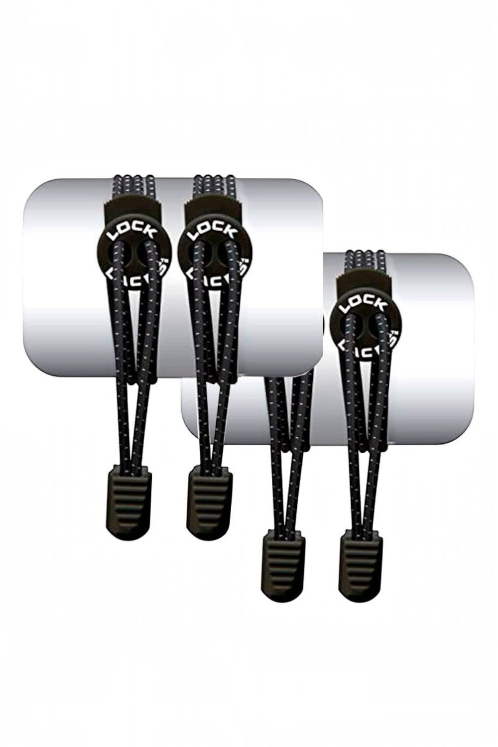 Cadarço elástico preto SPORTBR Lock Laces com sistema de travamento e detalhes refletivos para tênis de corrida