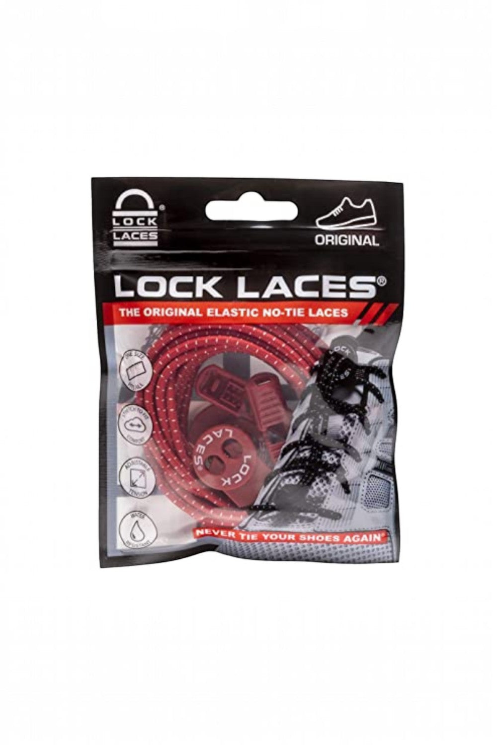 Embalagem do cadarço elástico vermelho SPORTBR Lock Laces com sistema de travamento para tênis de corrida