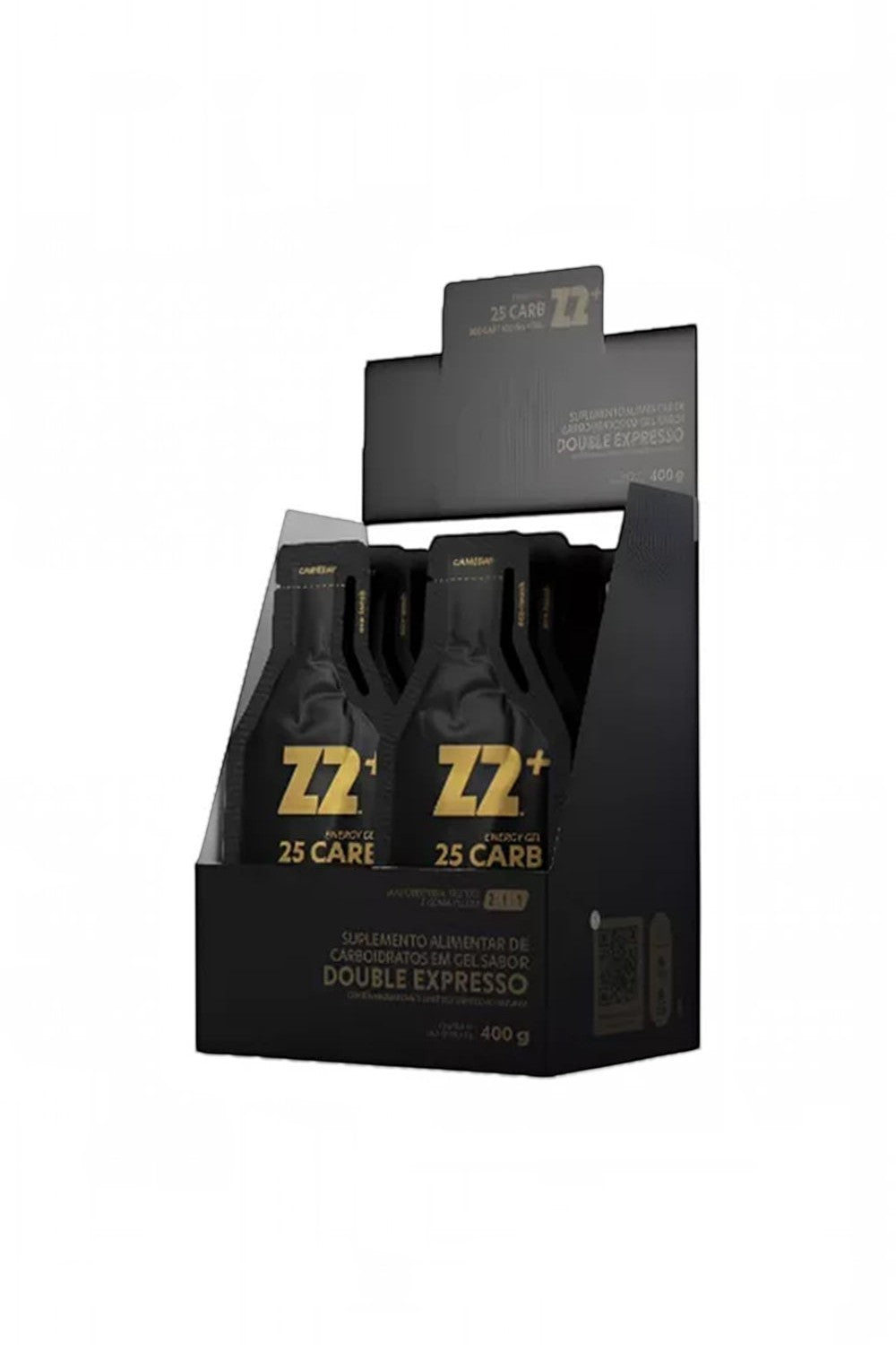 Caixa com 10 sachês de gel de carboidrato SPORTBR Z2+ sabor Double Expresso com cafeína e taurina para performance