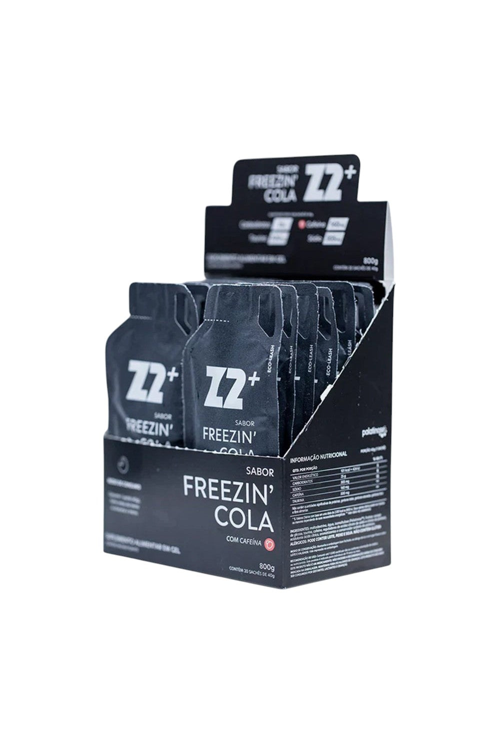 Caixa com 10 sachês de gel de carboidrato SPORTBR Z2+ sabor Freezin Cola com cafeína e taurina para performance