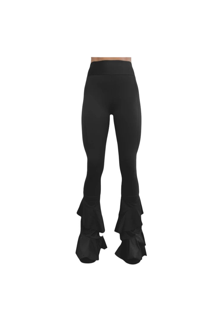 Calça feminina preta SPORTBR modelo Waves com tecido tecnológico modelador e barra em formato de ondas