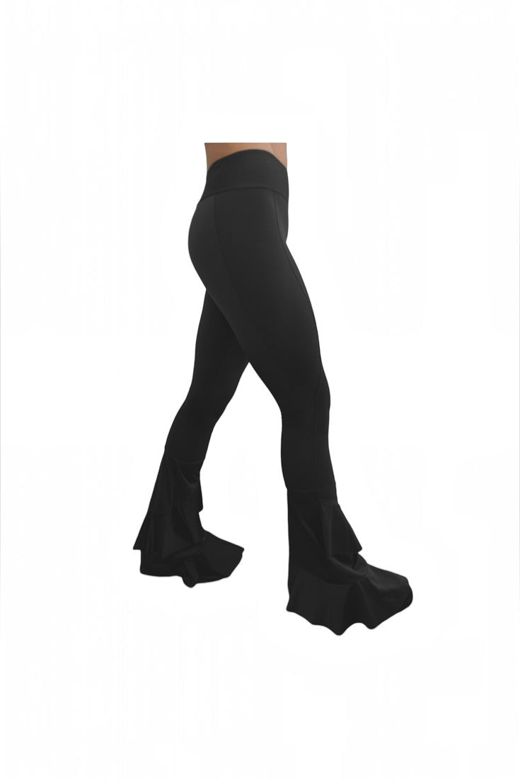 Calça feminina preta SPORTBR modelo Waves com tecido tecnológico modelador e barra em formato de ondas