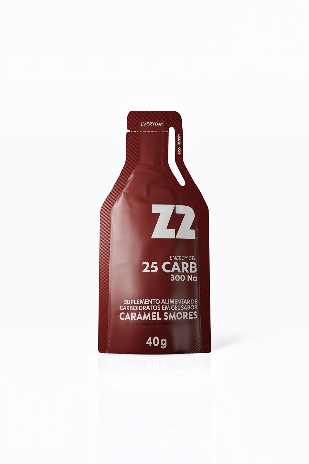 Sachê de Energy Gel Z2 SPORTBR sabor Caramel Smores com 25g de carboidratos e 300mg de sódio em embalagem marrom