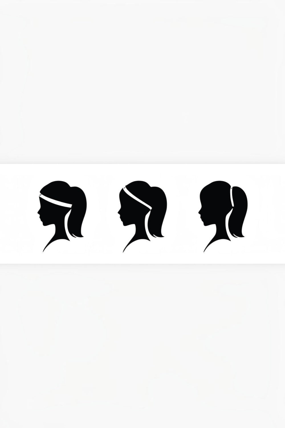 Silhuetas de perfil feminino usando faixas de cabelo esportivas finas SPORTBR para prender os fios durante o treino.