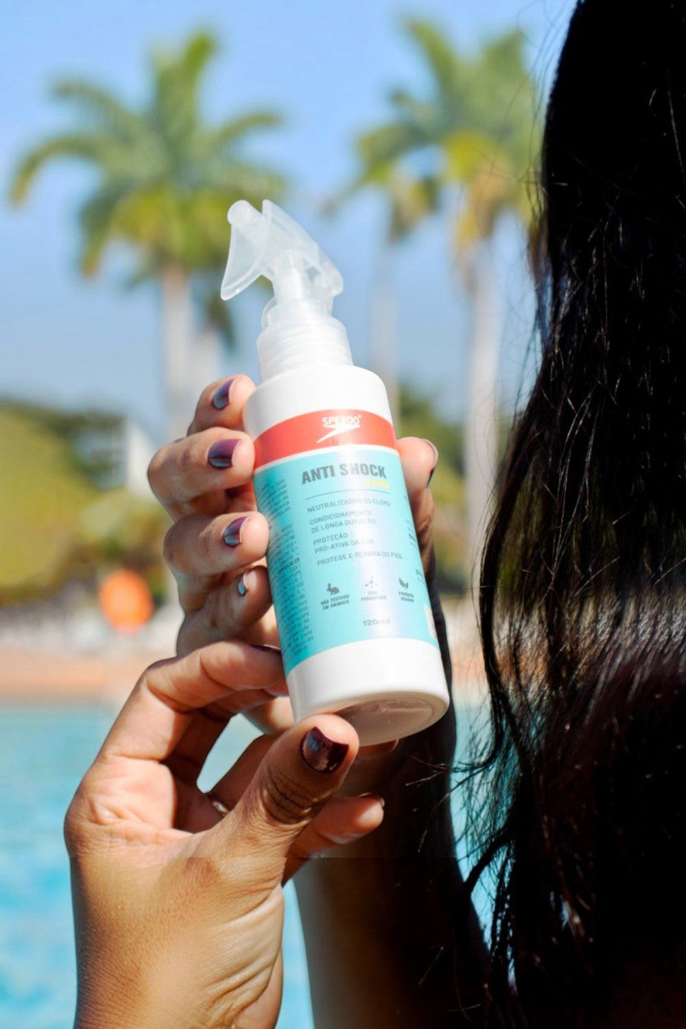 SPORTBR Leave-in em spray Anti Shock Swim da Speedo para proteção capilar contra cloro, sal e sol em ambiente de piscina