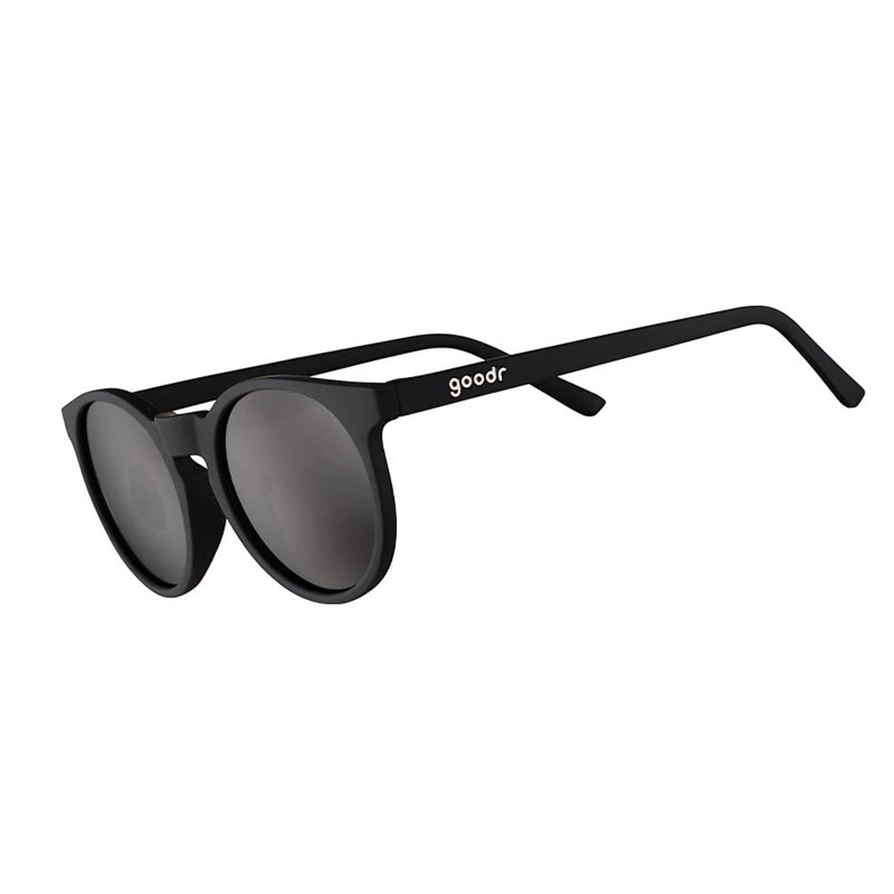 Óculos de sol Goodr pretos, modelo Circle G, com lentes polarizadas e proteção UVA UVB. Ideal para corrida.