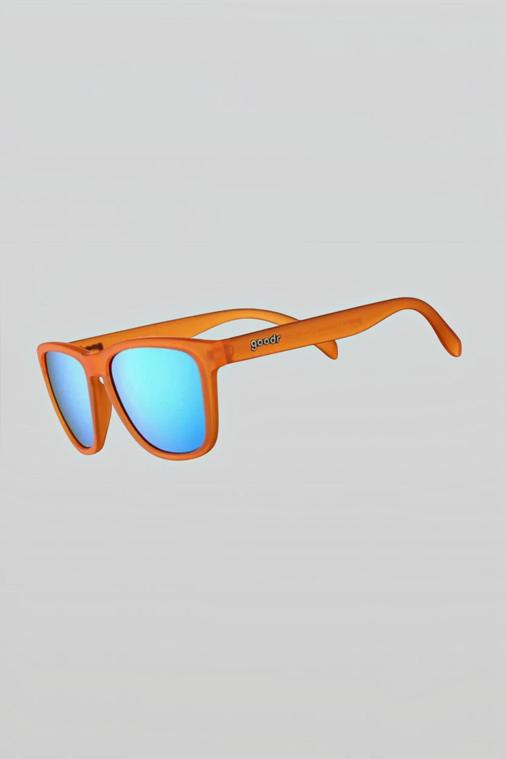 Óculos de sol SPORTBR Goodr Donkey Goggles com armação laranja fosca e lentes espelhadas azuis polarizadas