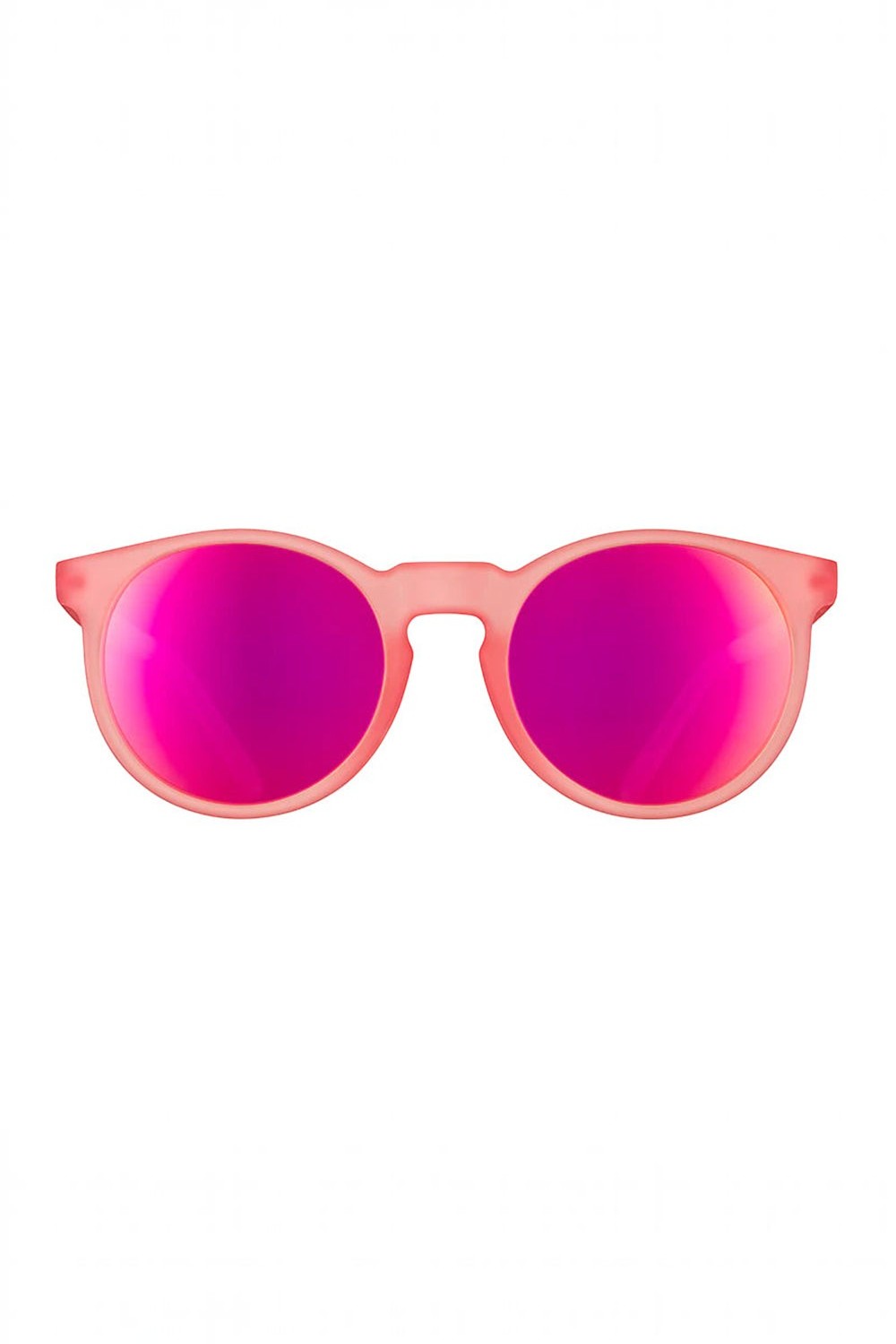 Óculos de sol SPORTBR Goodr Influencers Pay Double rosa com armação redonda e lentes espelhadas polarizadas