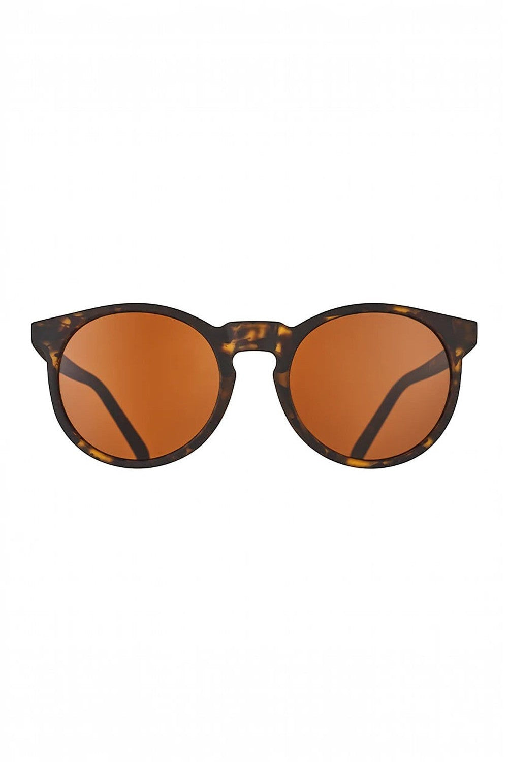 Óculos de sol SPORTBR Goodr Nine Dollar Pour Over com armação redonda tartaruga e lentes marrons polarizadas.