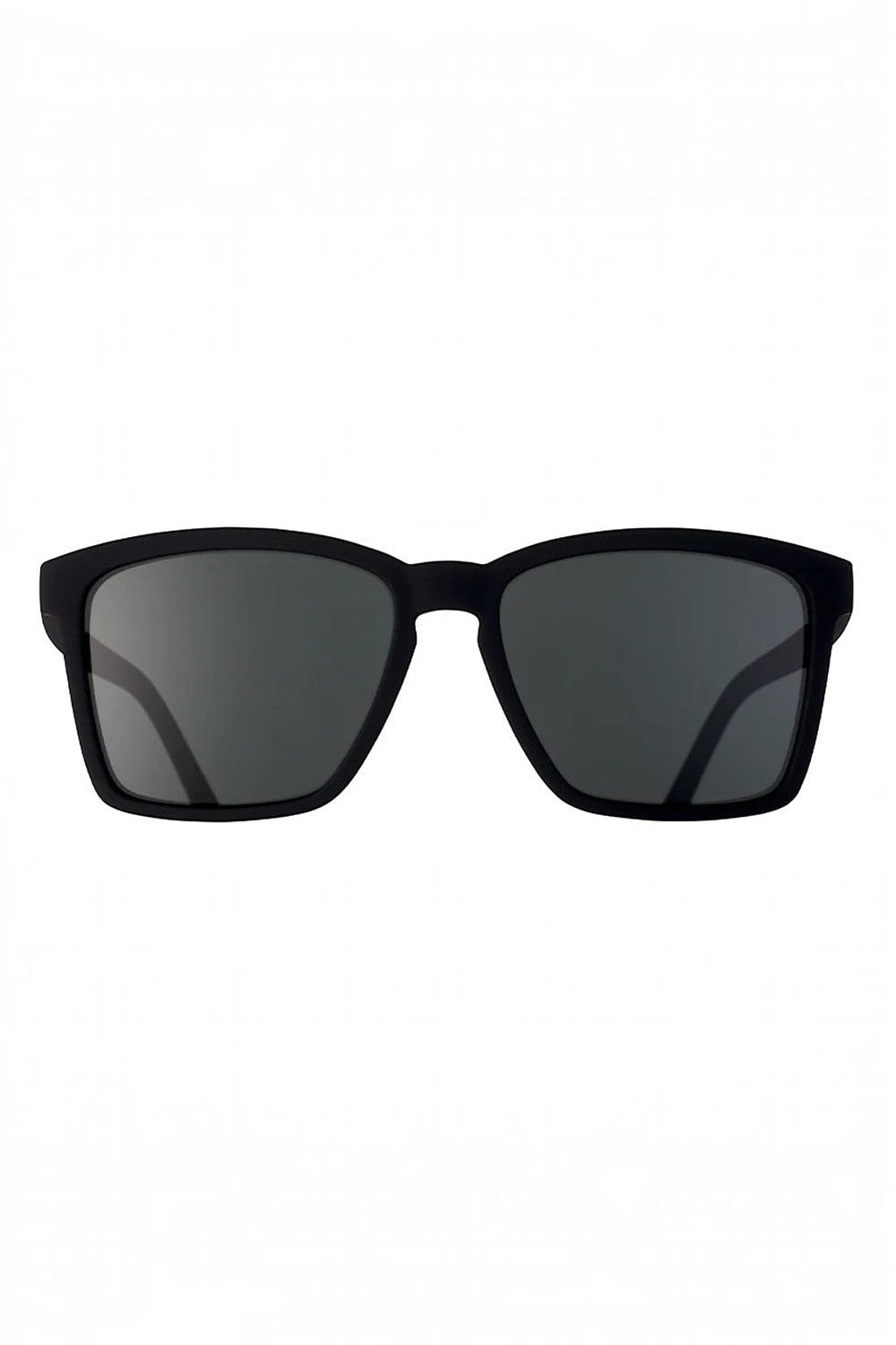 Óculos de sol SPORTBR Goodr Get On My Level pretos com lentes polarizadas, ideais para corrida e rostos pequenos.