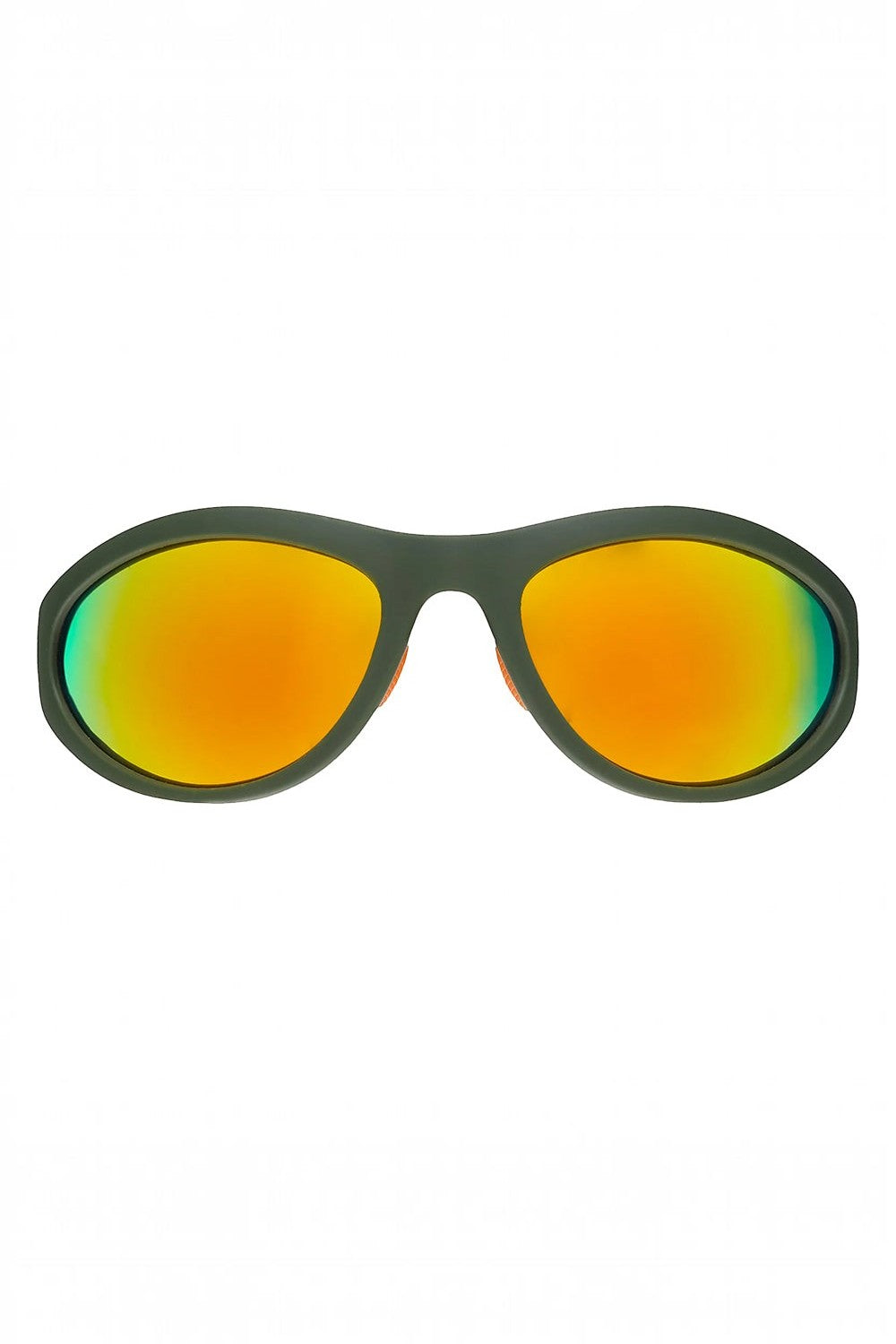 Óculos de sol SPORTBR Goodr com armação verde e lentes espelhadas âmbar, ideal para corrida com proteção UV.