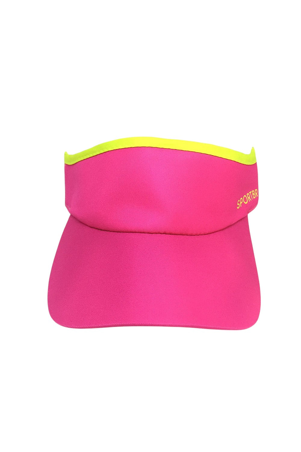 Viseira SPORTBR rosa com detalhes em amarelo neon, aba esportiva e forro tecnológico para corrida.