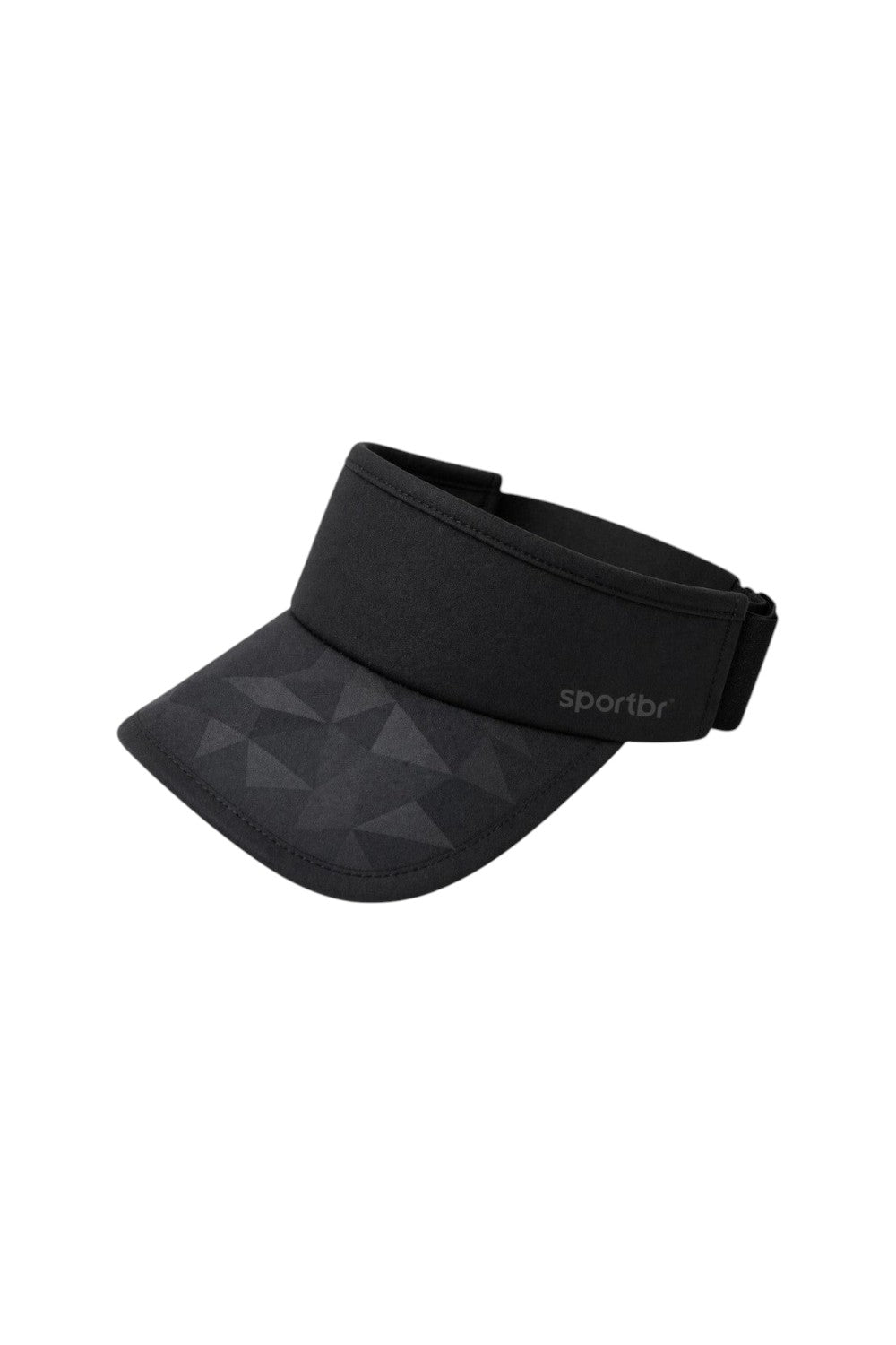 Viseira preta SPORTBR para corrida com aba detalhada, forro dry e ajuste elástico traseiro para maior estabilidade.