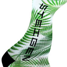 Meia corrida verde-branca, sem cano e tamanho único. A meia é sem costura, anti-bolha e confortável.