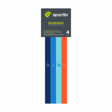 Faixa de Cabelo Headband com Silicone 4 unidades - SPORTBR - Azul e Laranja