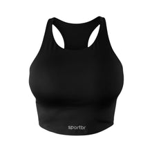 Top Cropped para Corrida Feminino - SPORTBR - Preto