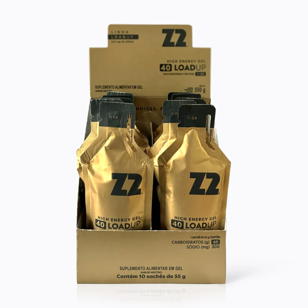 Caixa 10 Sachês Energy Gel Z2 LoadUp 40 CARB 300mg Sódio - Sabor Neutro 55g