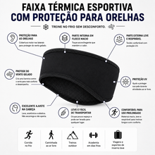 Faixa de Cabelo Esportiva Térmica com Protetor de Orelhas para Corrida - SPORTBR - Preta