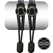 Cadarço Elástico Lock Laces - Preto Refletivo