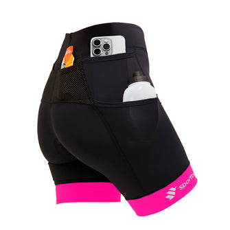 Bermuda de Compressão Feminina - SPORTBR - Preta e Rosa