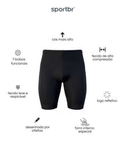 Bermuda de Compressão Masculina Cintura Alta - MPR - Preta