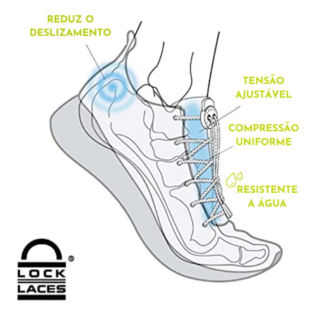 Cadarço Elástico Lock Laces - FLAT Branco