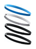 Faixa de Cabelo Headband com Silicone 4 unidades - SPORTBR - Azul, Branca e Preta no