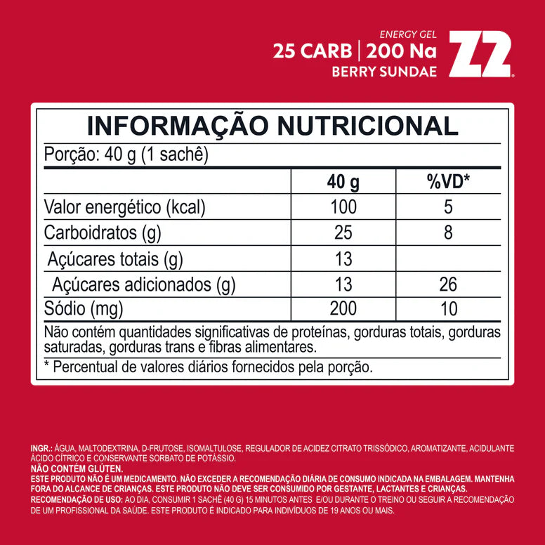 Sachê Energy Gel Z2 40g - Sabor Berry Sundae 25 CARB– SPORTBR