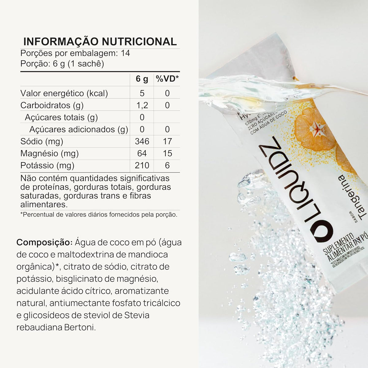 Sachê LIQUIDZ Eletrólitos em Pó 5 g - Sabor Tangerina