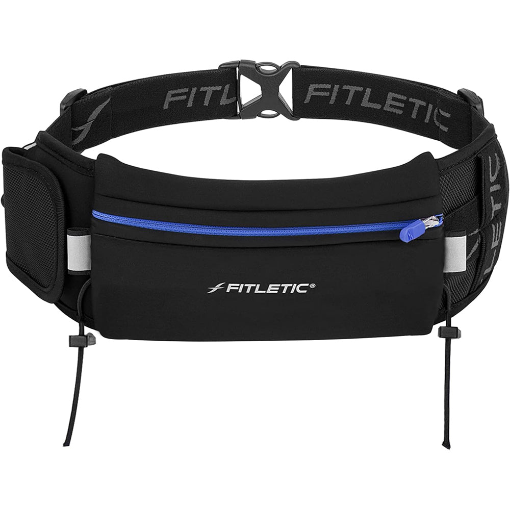 Pochete Corrida com Porta Gel e Bolso Extra Ultimate II Zíper Azul - Fitletic. Feita com neoprene resistente à água. Com zíper, proporcionando fácil acesso aos itens armazenados. Porta Gel: espaço específico para guardar géis energéticos. Bolso Expansível: guarda documentos, cartões e dinheiro com segurança. Bolso Extra: espaço adicional para itens pequenos e essenciais. Grip de Silicone: evita que o cinto pule durante o movimento. Cinto Ajustável: Com ajuste duplo na cintura. Com porta número.