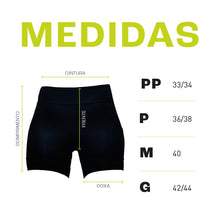 Tabelas de medidas em numeração da shorts de compressão sportbr preto
