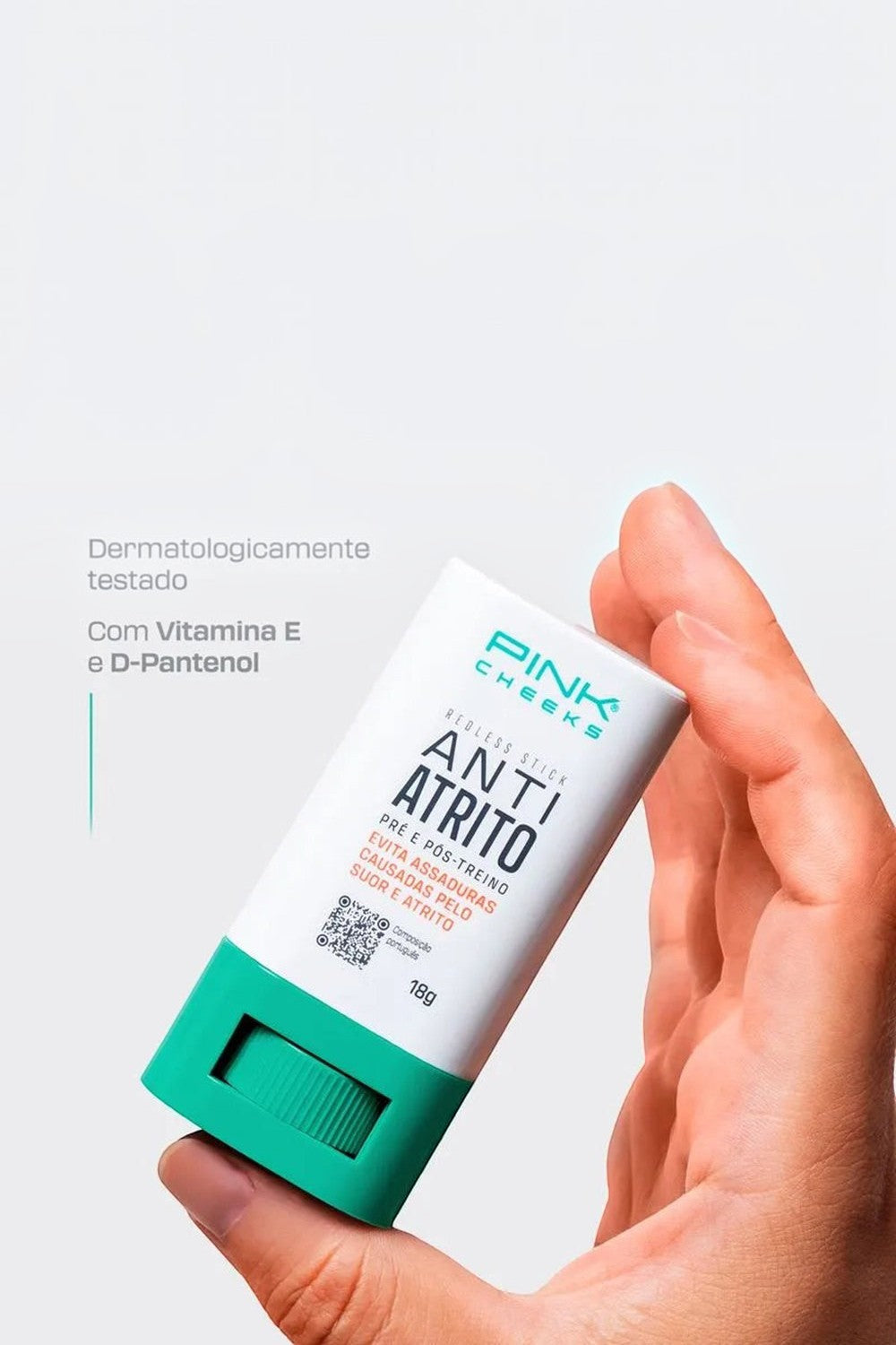 Bastão antiassaduras Pink Cheeks Redless 18g da SPORTBR, ideal para prevenir atrito em treinos e corridas.