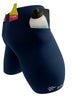 Bermuda de compressão masculina SPORTBR azul marinho com 6 bolsos para corrida e treino, feita de poliamida e elastano.