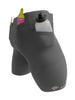 Bermuda de compressão masculina cinza SPORTBR com 6 bolsos para corrida e treino, feita de poliamida e elastano com proteção UV 50+.